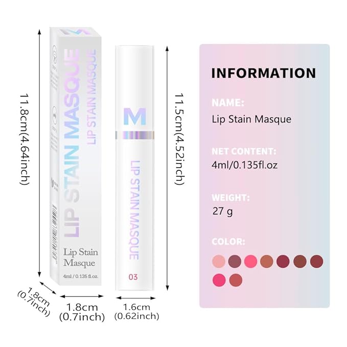 Matte Lip Gloss Peel Off Masque - Peel Off Lip Stain Tattoo, Light Pink Peel Off Lip Tint，Long Lasting Waterproof Transfer-proof Lip Mask Lip Stain Peel Off Lip Gloss,Stay Lip Makeup 03#