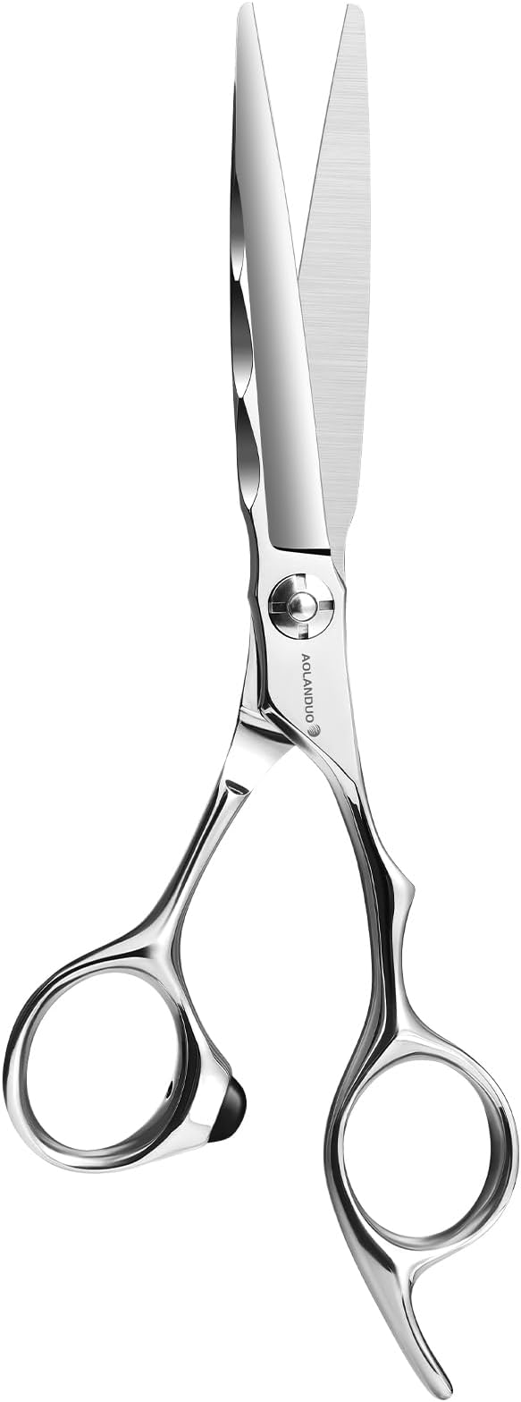 AOLANDUO 6" Professional Hair Shears – Japanese VG10 Steel, Convex Edge with CNC-Wave Blade Design | Upgraded from Aichi 440C | Ergonomic Offset Handle for Barbers & Stylists