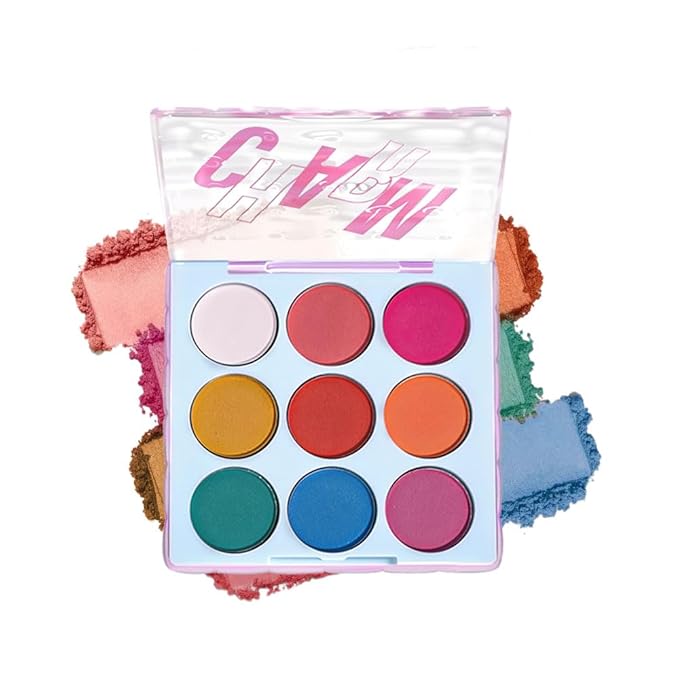 9-Color Rainbow Eyeshadow Palette – Blendable Matte Brights in Pink, Yellow, Blue & Green – Waterproof, Long-Wear, Perfect for Creative or Party Makeup 03#