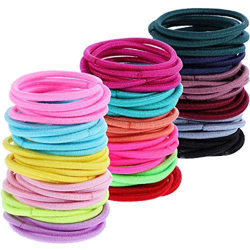 TecUnite 200 Pcs 1inch Colorful Rubber Elastic Hair Ties Small Bulk for Women Mini Ponytail Holders Rainbow Hairbands Metal Free Bands(Multicolored)