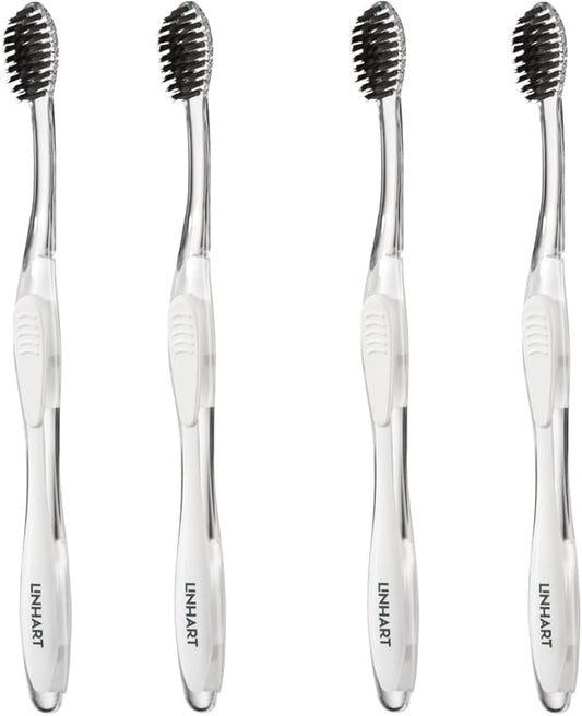 LINHART Extra Soft Toothbrush – Teeth Whitening Toothbrush with Multi Length Bristles, 4 Pack