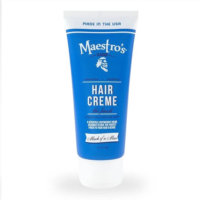 Maestro's Classic Hair Cream – Mark of a Man Blend, 3.4 oz | Lightweight Men’s Hair Styling Cream for Smooth Finish, Texture & Control | Barber-Approved Grooming Product