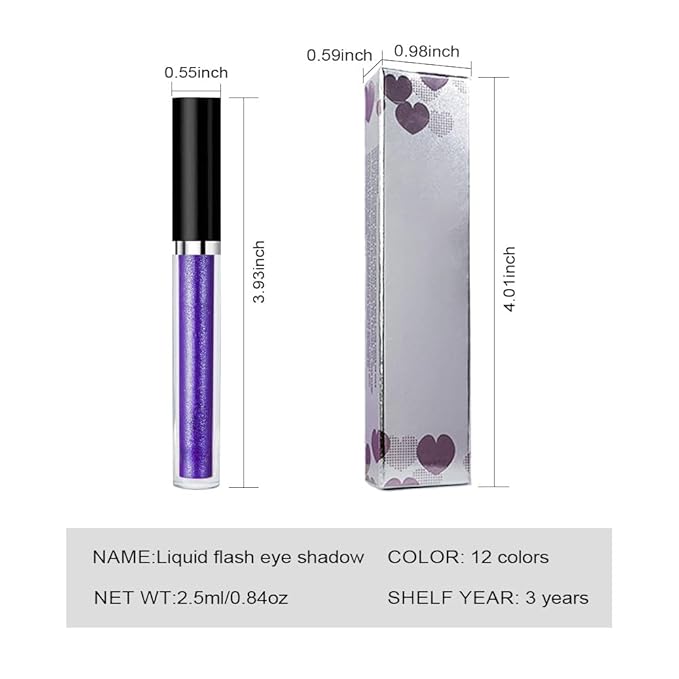 SUAKE Liquid Sparkling Glitter Eyeshadow Stick Pack - High Pigment Shimmer Metallic Eye Shadow, Long-Lasting, White Blue Black Gold Purple Bold Colors,Quicking-Dry (7#-Purple, Pack of 1)