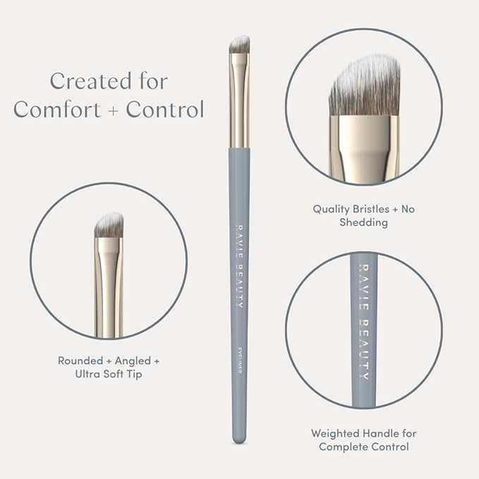 Ravie Beauty Soft Definition Eyeliner Brush – Angled, Ultra-Soft Precision Brush for Smudging, Blending & Natural Eye Definition