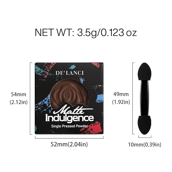DE'LANCI Brown Eyeshadow Matte, High Pigment Coffee Eyeshadow Single, Waterproof Velvet Natural Nude Warm Eye Shadow Pallet, Sombra de Ojos Day Night Naturel Brown Eyes Makeup Blendable Face Contour