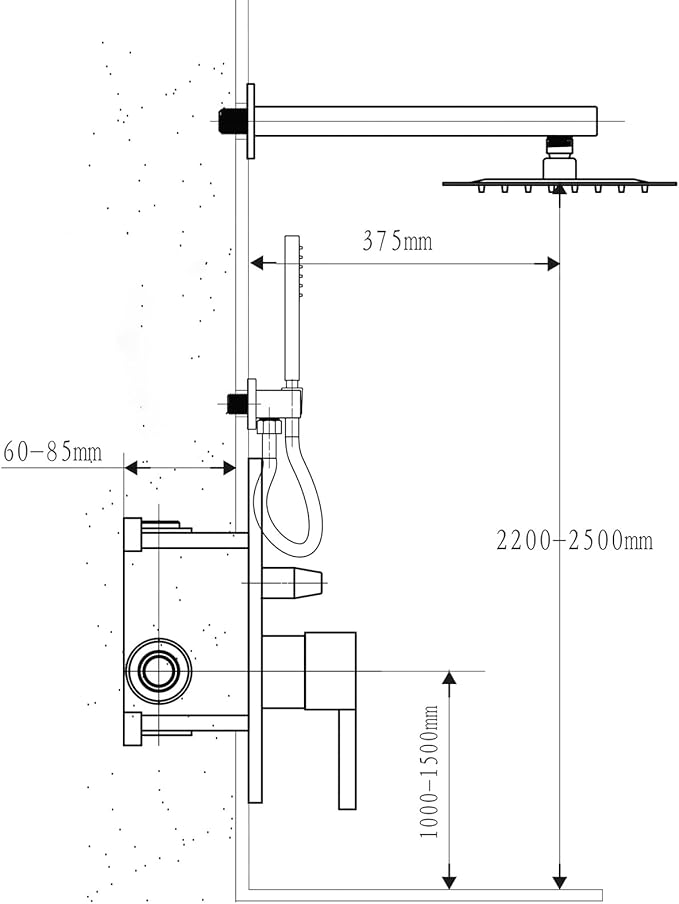 Fransiton Shower Faucet set with Shower head 10 Inches Rainfall Shower Head and Handle Set Single Handle Wall Mounted Shower System Set with Female Threads Valve Body(Matte Black)