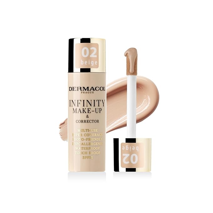 Dermacol Infinity make-up and corrector, Multi-use, Super coverage, Photo-friendly,Hypoallergenic,Waterproof, Touc proof, SPF 15, 02, Beige