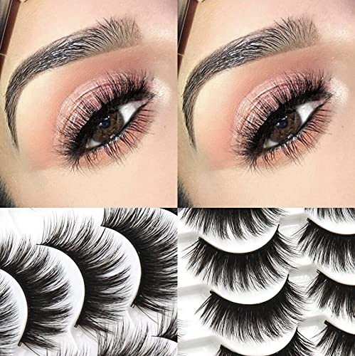 Losha Eyelashes Natural Look Faux Mink Lashes Pack Handmade Fluffy False Eyelashes 14 Pairs Eye Lashes (70)