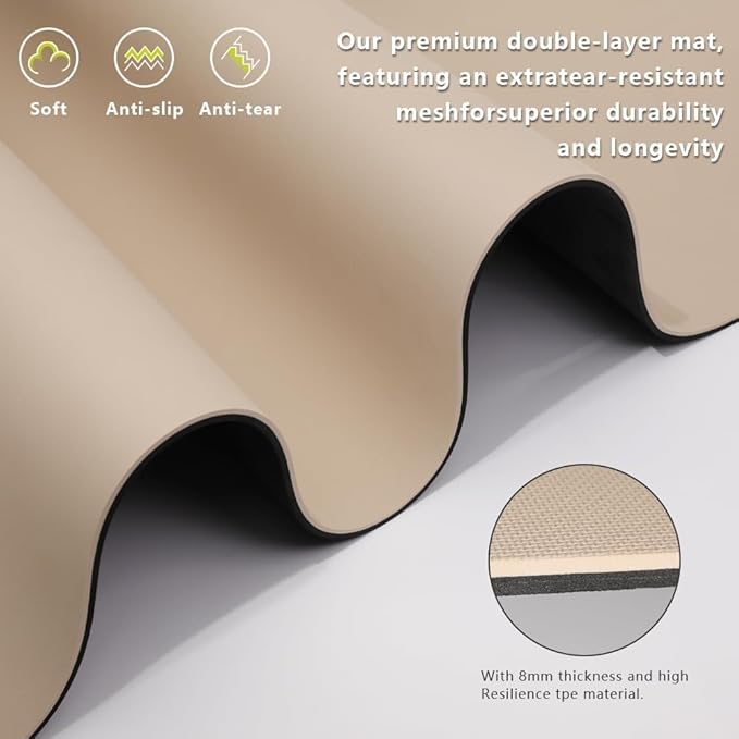 Wide Yoga Mat-80cm Non Slip Extra Thick 1/3'' Fitness Exercise Mat TPE Material High Resiliency Hot Yoga Mats(72“L x 32"W) With Carry Strap for Women Yoga Pilates, Home Floor Workout