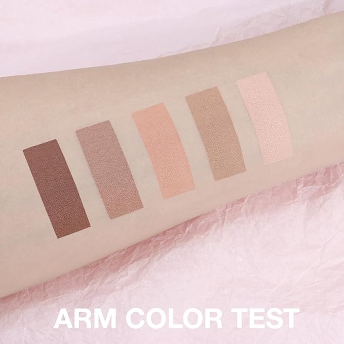 5-Color Mini Matte Neutral Nude Brown Eyeshadow Palette – Soft Ivory, Mocha Browns & Peach Nude, High Pigment Contour Eyeshadow Palette for Daily Natural Makeup, Perfect for Blue & Green Eyes