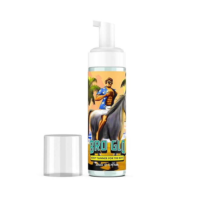 Bro Glo Self Tanner for The Boys - Starter Bundle - Easy Sunless Tan For Your Face & Body With Mitt Applicator - Oil Free Water Based for Faster Skin Drying - Natural Sun Kissed Bronze Color Perfect for Men - Gift Set (Starter Bundle)