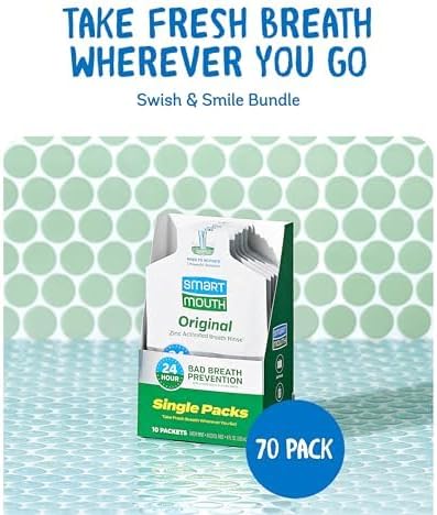 SmartMouth Original Activated Mouthwash Single Packs, Travel Mouthwash, Fresh Mint, 70 Pack
