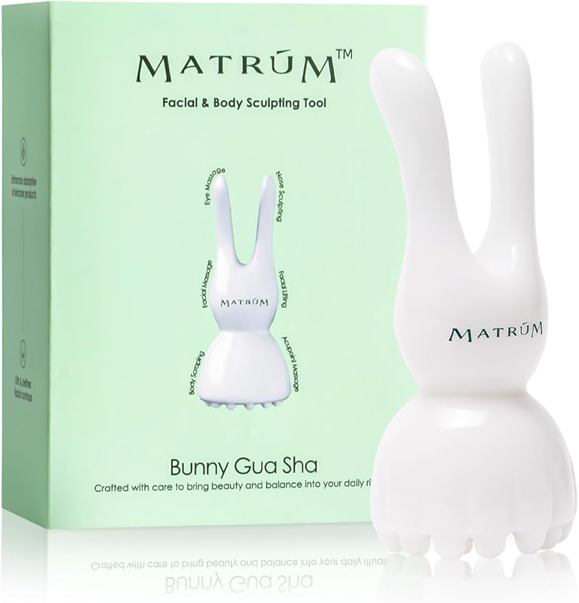 MATRÚM Bunny Gua Sha, Guasha Tool for Face & Body, Gua Sha Facial Tools for Lymphatic Drainage Massage, Body Gua Sha Tool for Neck, Scalp & Shoulders, De-Puff & Sculpt