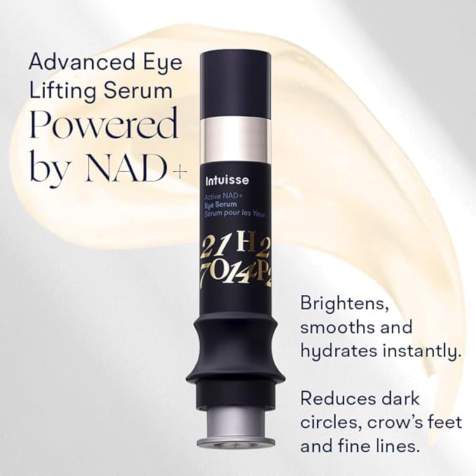 Intuisse Active NAD+ Eye Serum – Dark Circles, Puffiness, Fine Lines – 5% NAD+, Four Hyaluronic Acids & Swiss Liposomal Delivery – Lifting and Firming Formula – 5ml – Includes Applicator