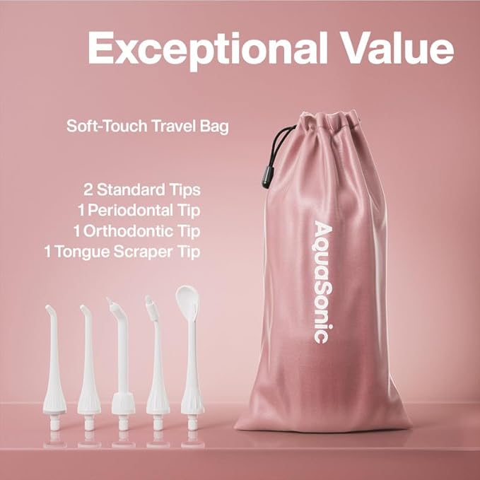 AquaSonic Water Flosser - Cordless Rechargeable Water Flossers for Teeth Cleaning - Waterproof Aqua Flosser, Portable Oral Irrigator for Dental Cleaning with 5 Jet Tips – Braces Home Travel