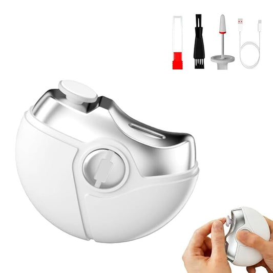 3 in 1 Electric Nail File, Nail Clippers & Trimmer with Nails Scraps Storage and 2 Adjustable Speeds, Quiet Automatic Electric Nail Grinder for Seniors Adult Baby, Nails Supplies (White)