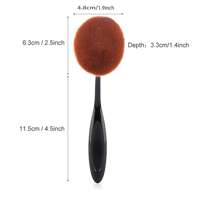 Yoseng Oval Foundation Brush - Large Soft Bristles for Liquid,Cream & Powder | Makeup Brush with Cover,Dense Kabuki Brush for Blending,Contouring | Kids & Adults (Black)