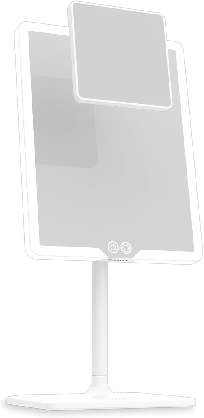 LUNA London Orbit LED Vanity Mirror with Lights, 7X/1X Magnification, Dimmable & USB-C Rechargeable Tabletop Mirror (Alpine White)
