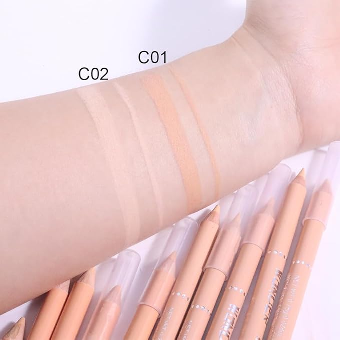 Multi-Use Concealer Sticks Contour Pencils, Light Medium Natural Beige Cream Eyeliner Pen, Matte Finish for Under Eye, Dark Circles, Conceal Blemish,Freckle,Aging Spot,Acne,Freckle, with Sharpener