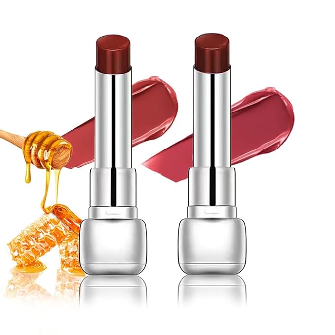 HHLTOH Plumper Moisturizing Butter Lipstick for Women, Natural Tinted Lip Balm Shine Nourishing Hydrating Lip Gloss Stain for Dry Lips, Lightweight Lip Liner Care Makeup, Vegan, 2Pc Rose Red & Plum