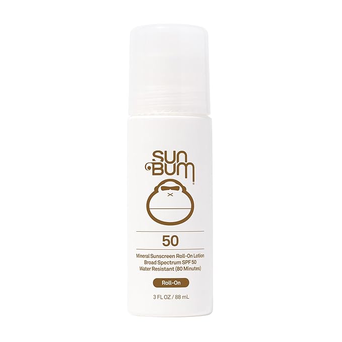 Sun Bum Mineral SPF 50 Roll-On Sunscreen Body Lotion - Broad Spectrum Moisturizing Sunscreen with Vitamin E - Hawaii 104 Act Compliant (Made without Octinoxate & Oxybenzone) - Travel Size 3 oz