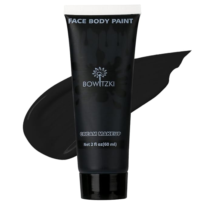 Bowitzki Face and Body Paint 2oz Cream Makeup 60ml Water Based Face Painting Special Effects For Adults Halloween Christmas Party Stage Cosplay (Black)