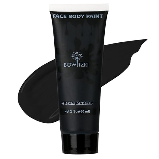 Bowitzki Face and Body Paint 2oz Cream Makeup 60ml Water Based Face Painting Special Effects For Adults Halloween Christmas Party Stage Cosplay (Black)