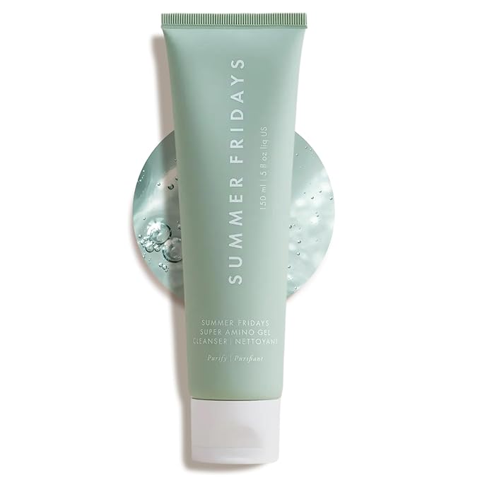 Summer Fridays Super Amino Gel Cleanser - Gentle Face Cleanser + Makeup Remover - Helps to Calm Irritation, Balance pH, Nourish Skin + Restore Moisture (5 Fl Oz)