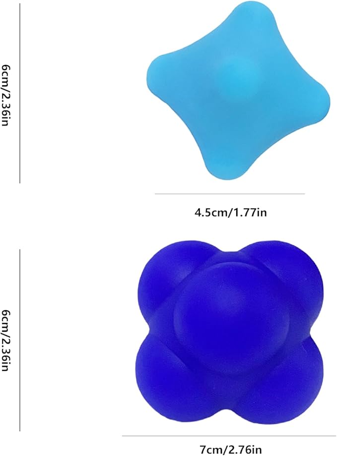 Set of 2 Massage Balls, Reflex Ball for Hand Eye Coordination Training and Six Point Spike Massage Ball for Deep Muscle Relief, Suitable for Hands, Feet and Back (Dark Blue/Blue)