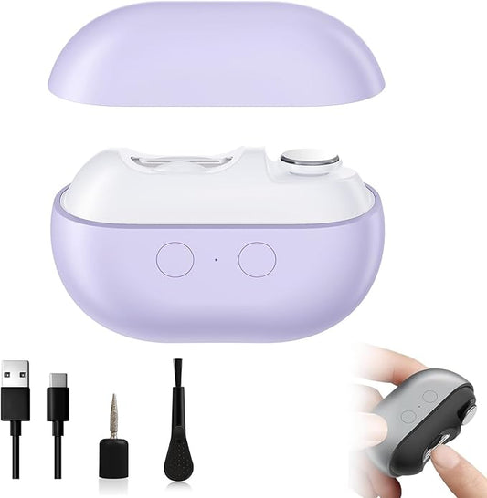 Easy Clip Nail Clippers, New 3-in-1 Automatic Nail Clippers with Polishing & LED Light, Storage, Painless Fingernail Toenail Trimmer for Seniors, Baby and Adults(Purple)
