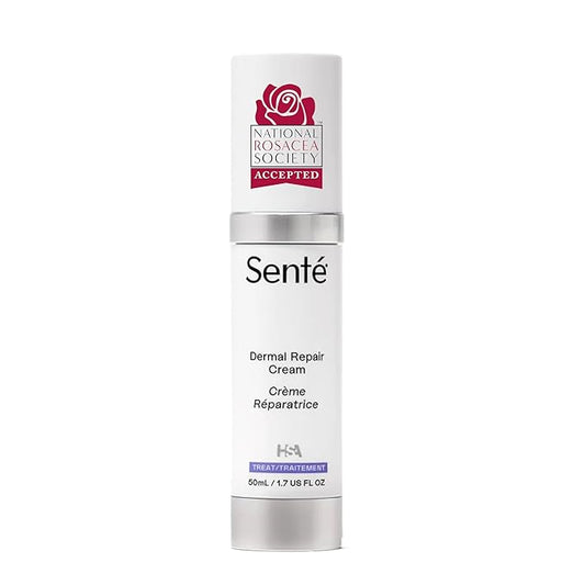Senté Dermal Repair Facial Cream | Nourishing for Rosacea, Sensitive Skin, & Post-Procedure | Hydrate & Soothe| with Patented HSA, Vitamin E & Green Tea Extract | 1.7 Fl Oz