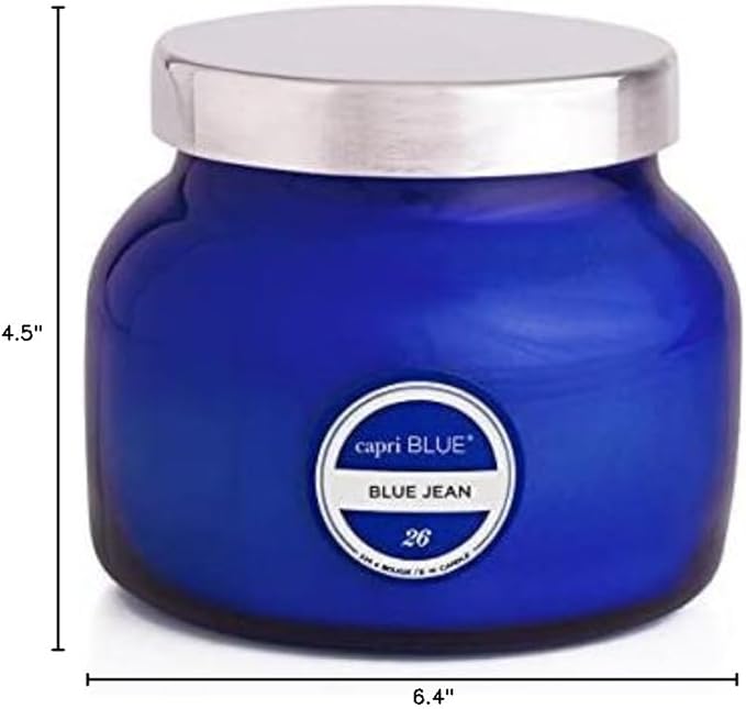 Capri Blue Scented Candles - Soy Candle Wax Blend - Jar Candles - Blue Candle Gifts for Women & Men - Luxury Candles for Home Scented with Citrus, White Musk & Patchouli - Blue Jean (8 oz)