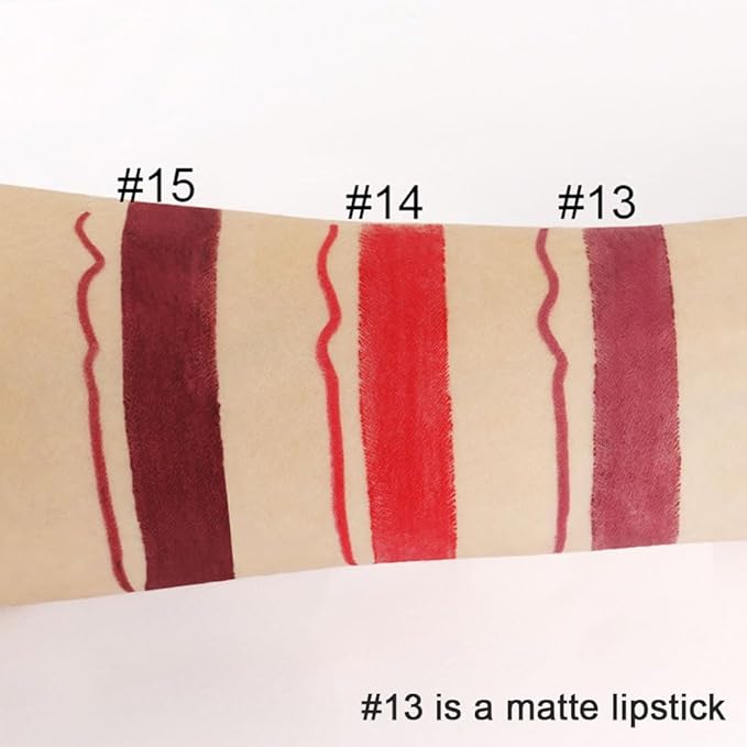2-in-1 Mauve Red Lip Liner & Lipstick Set Kit for Women, Matte Lips Kit with Lip Liner Lip Stains Long Lasting Waterproof 24 Hour Lipstick and Lip Liners Combo Lipliners Pencil Set 13