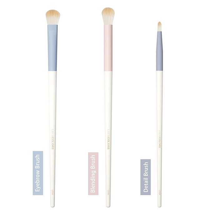 LULUCOLORS 3-Piece Eye Makeup Brush Set with 20 Cotton Sticks – Soft, Dense Synthetic Bristles, Professional Eyeshadow Blending Brushes for Smooth Application – Includes Storage Pouch