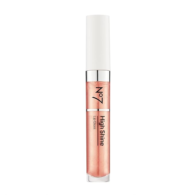 No7 High Shine Lip Gloss - Pink Latte - Moisturizing, High-Shine Lip Gloss with Jojoba Oil for Lips - Hydrating, Longwear Lip Makeup - Non-Sticky Formula (8ml)
