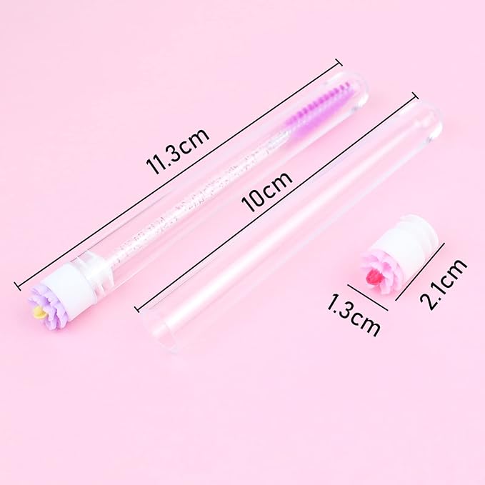 SenRocc 20 pcs Mascara Wands Tube Set Reusable Lash Spoolies Flower Tube Eyelash Brush Tubes Spoolies Lash Extension Brushes Applicators Makeup Tools (cherry blossom-MlX)