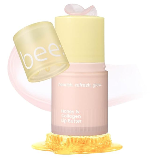 beenuvo Honey & Collagen Lip Butter, Hydrating Lip Treatment, Overnight Lip Mask, Moisturizing Lip Balm with Jojoba Oil & Squalane, Lip Care, Korean Skin Care (0.45 oz)