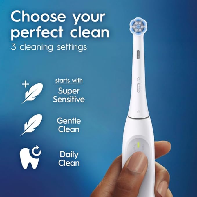Oral-B iO Series 2 Rechargeable Electric Powered Toothbrush Starter Kit, Pure White with 2 Brush Heads - Automatic Pressure Sensor to Protect Gums - 3 Modes - 2 Min Timer