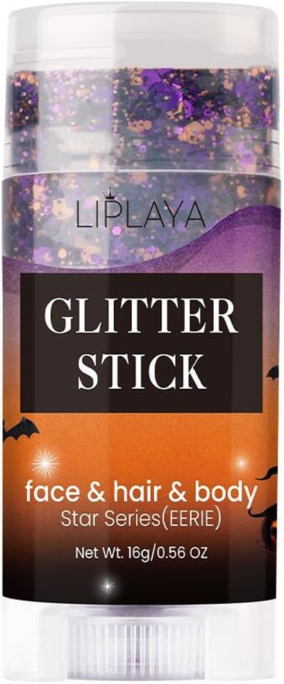 Face and Body Glitter Stick,Holographic Sparkling Neon Outfit Singer Concert Music Rave Festival Party Christmas Accessories Glitter Gel. (Black Orange Purple)