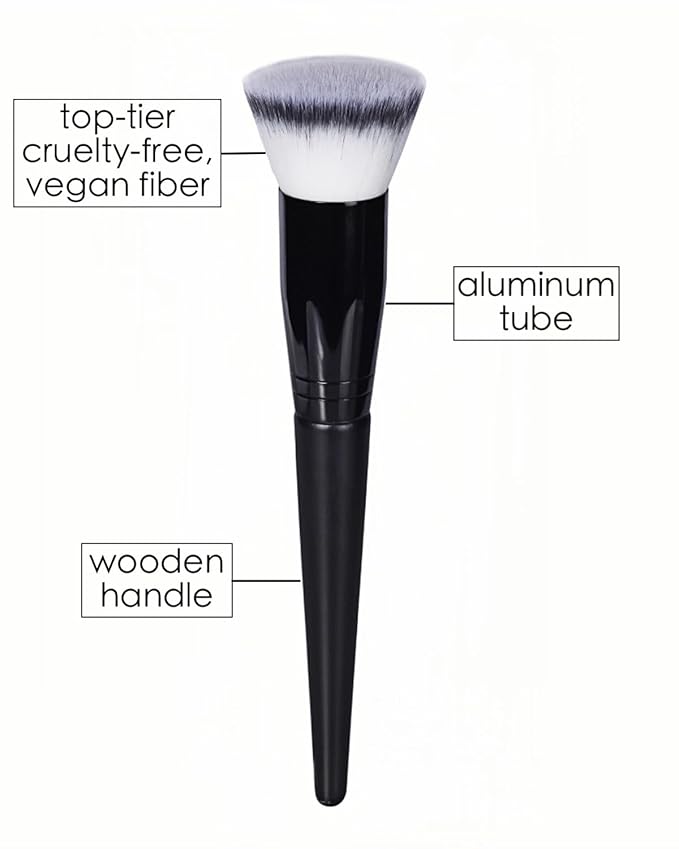Makeup Brush Foundation Brush Kabuki Flat Top Face Brushes for Liquid Cream or Flawless Powder Buffing Stippling Concealer (Black)