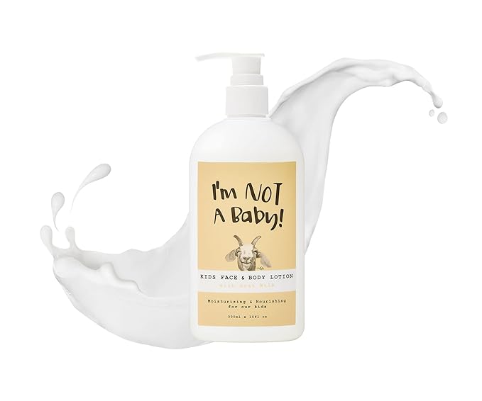 I’m NOT A Baby! Kids Face & Body Lotion, Dermatologist Tested, Allergen-free, PETA, Cruelty-free, Gentle for Kids, Goat Milk and Milk Sugar, 10fl oz
