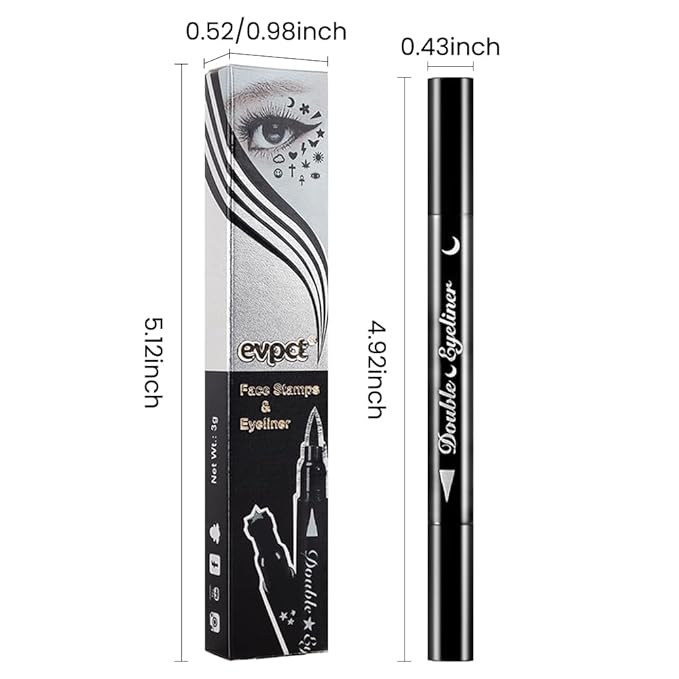 evpct 1Pcs Black Colored Winged Eyeliners Stamp, Black Moons Face Stamps Makeup Eyeliner Eye Stamp Liners Tool Set Kit for Women Waterproof, Wing Eyeliner Stamp Figures Tool Wingliner Shapes, 02#