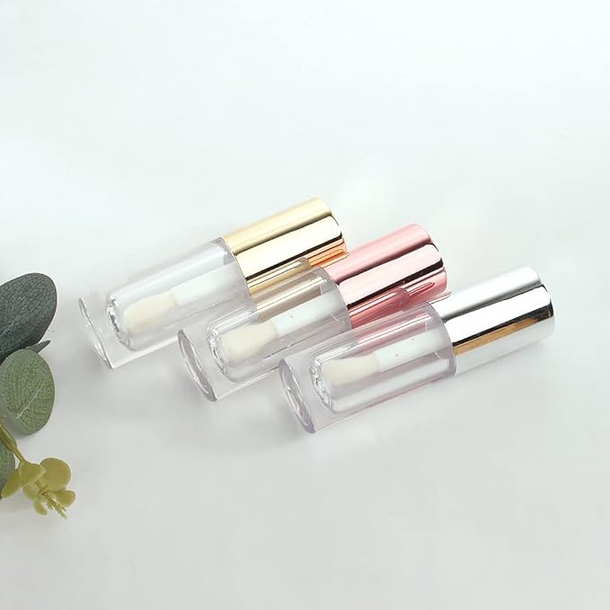 COSIDEA 14pcs Empty 6ml big doe foot wand Chunky lip gloss tubes for DIY lipgloss,Pink round lipgloss containers tubes with thick wand (Rose gold)