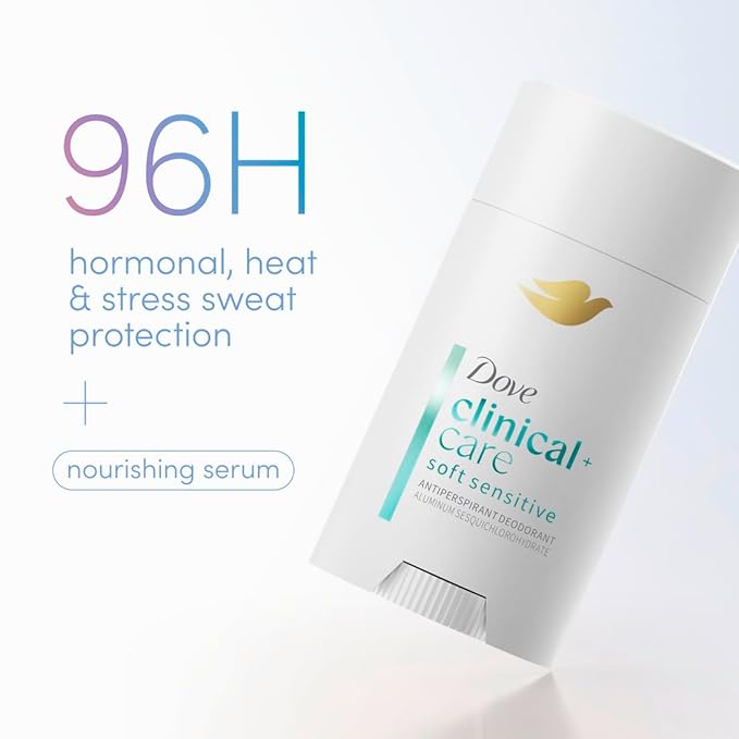 Dove Clinical + Care Antiperspirant Deodorant Invisible Solid Stick for Women Clean Soft for Sensitive Skin Hypoallergenic 2.6 oz