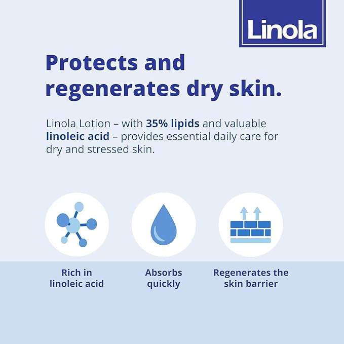 Linola Lotion - Body Lotion with Essential Linoleic Acids - for the Daily Care of Dry & Stressed Skin - Protects & Regenerates Dry Skin - Made in Germany - Vegan - 500 ml (16.9 Fl Oz)