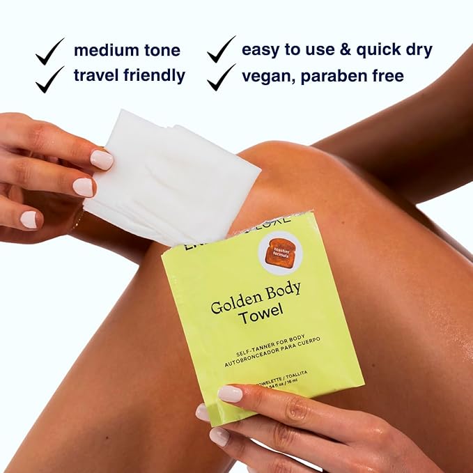Endless Luxe Golden Body Towels – Self-Tanning Towelettes (8 Count) | Medium Natural Tan, Hydrating with Hyaluronic Acid & Vitamin E | Vegan, Streak-Free, Made in USA