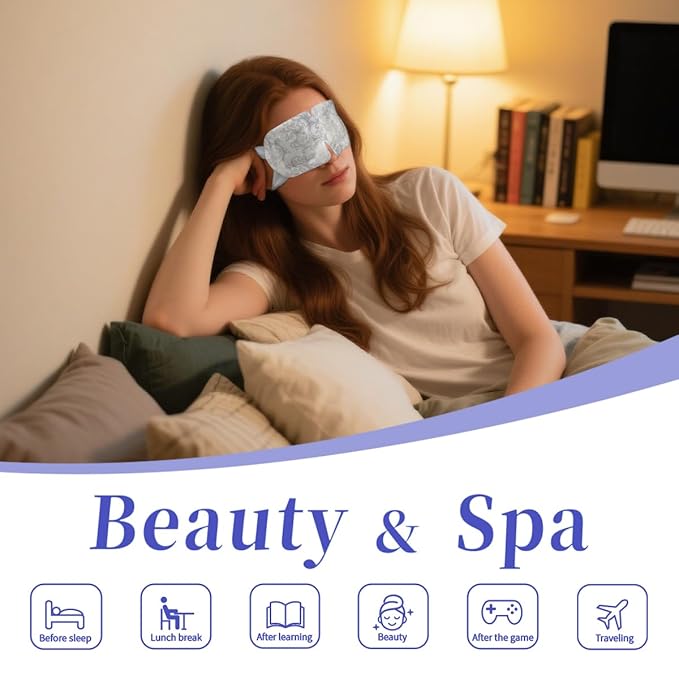 keepitcozi 20 Pack Steam Eye Masks, Heated Eye Disposable Mask for Sleep Dry Eyes Dark Circles Treatment, Home Spa Relaxing Trip Gifts for Women Men