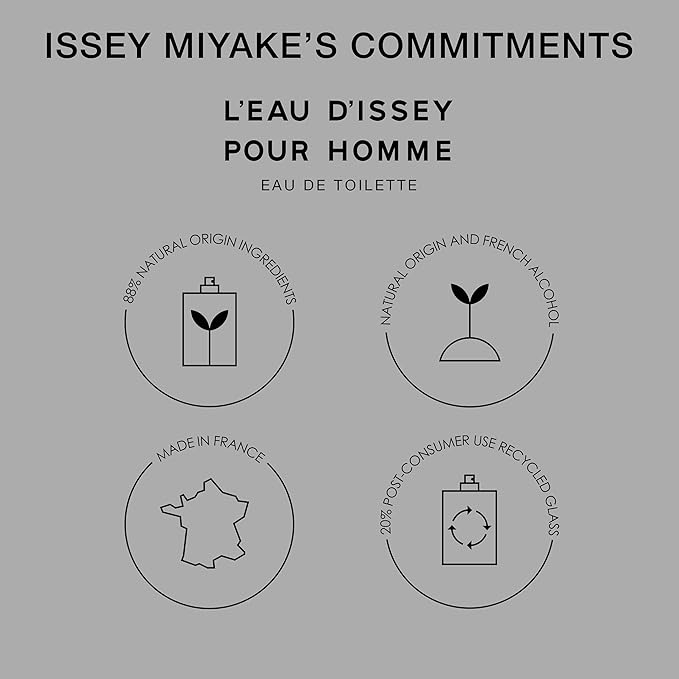 Issey Miyake L'Eau d'Issey Pour Homme Eau de Toilette - Fragrance for Men - Pure & Fresh - With Notes of Yuzu, Nutmeg & Sandalwood - 2.5 oz