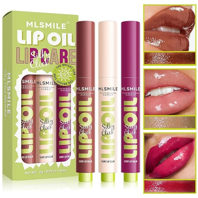 3 Colors Fat Lip Oil Click Slick, Moisturizing Lip
