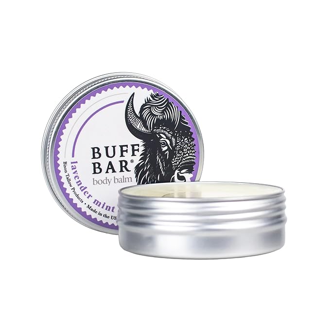 BUFF BAR Pure Bison Tallow Balm, Lavender Mint, 2 Pack - All Purpose, Hydrating, Naturally Derived, Mild Scent, Replaces Lotion, For Cracked, Dry, Itchy, Irritated Skin, Essential Oil
